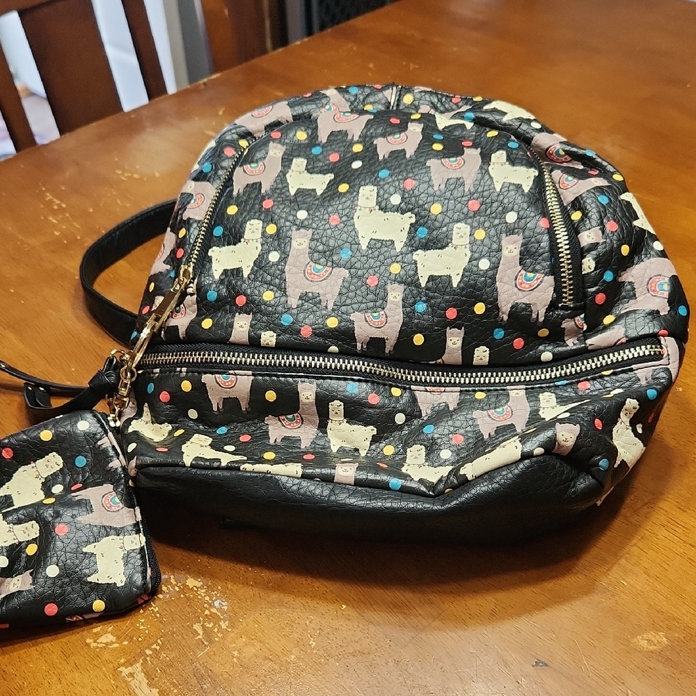 Playful Black Mini Bag with Llama Design
